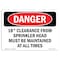 Signmission OSHA Danger Sign, 10" Height, Rigid Plastic, 18 Clearance From Sprinkler Head Must Be, Landscape OS-DS-P-1014-L-2372 - alternate 1